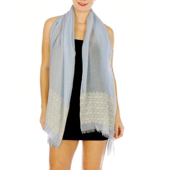 NWT Fashion Lightweight Semi Sheer Floral Embroidered Scarf Shawl Cover-Up - Picture 3 of 8